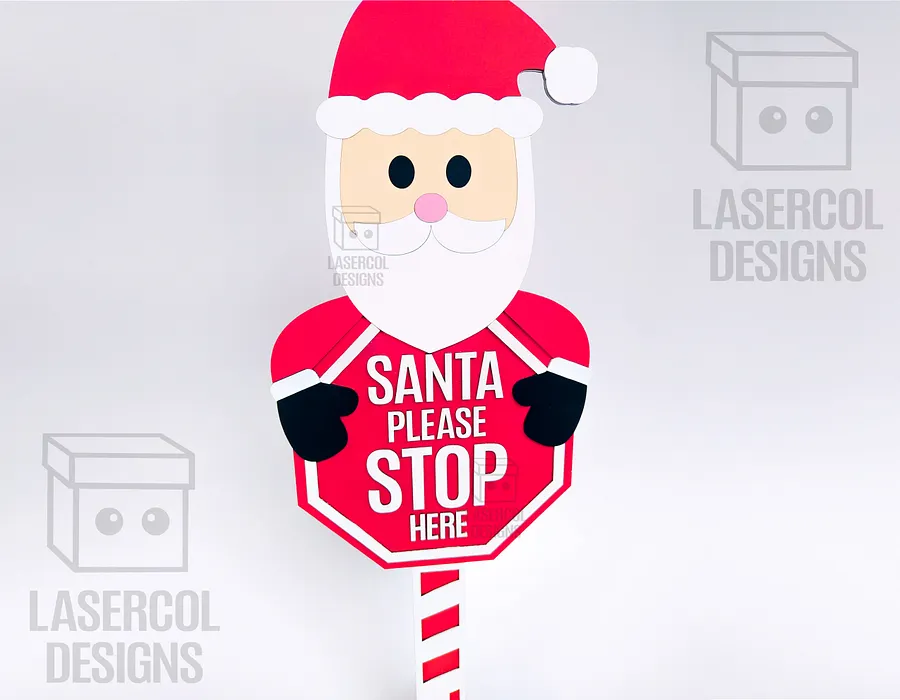 Santa Please Stop Here Sign (Santa) - Laser Cut Files product image (4)