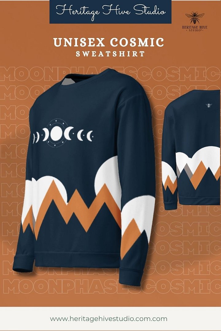 Celestial Moon Phases Sweatshirt Cosmic Mountains product image (1)