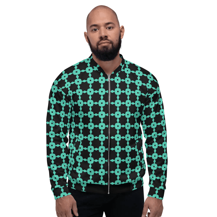 Abstract Neon Green Repeating Chain Pattern Unisex All Over Print Bomber Jacket product image (2)