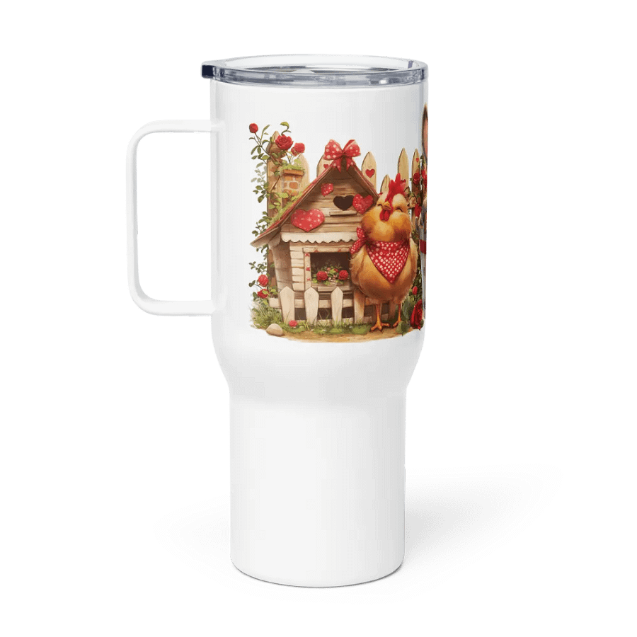 Whimsical Valentine Donkey and Hen Travel Mug product image (2)