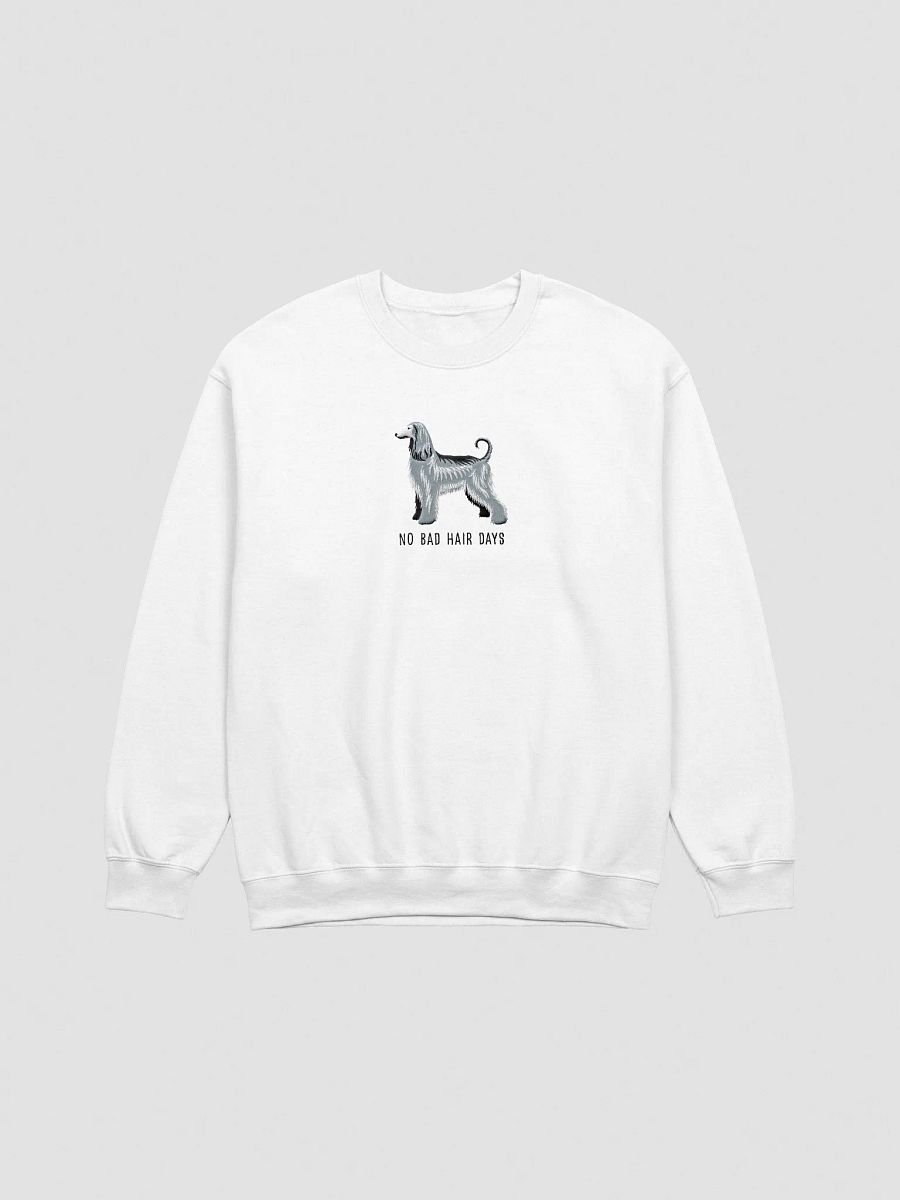 No Bad Hair Days Sweatshirt (Embroidered) of an Afghan Hound(Blue) product image (13)