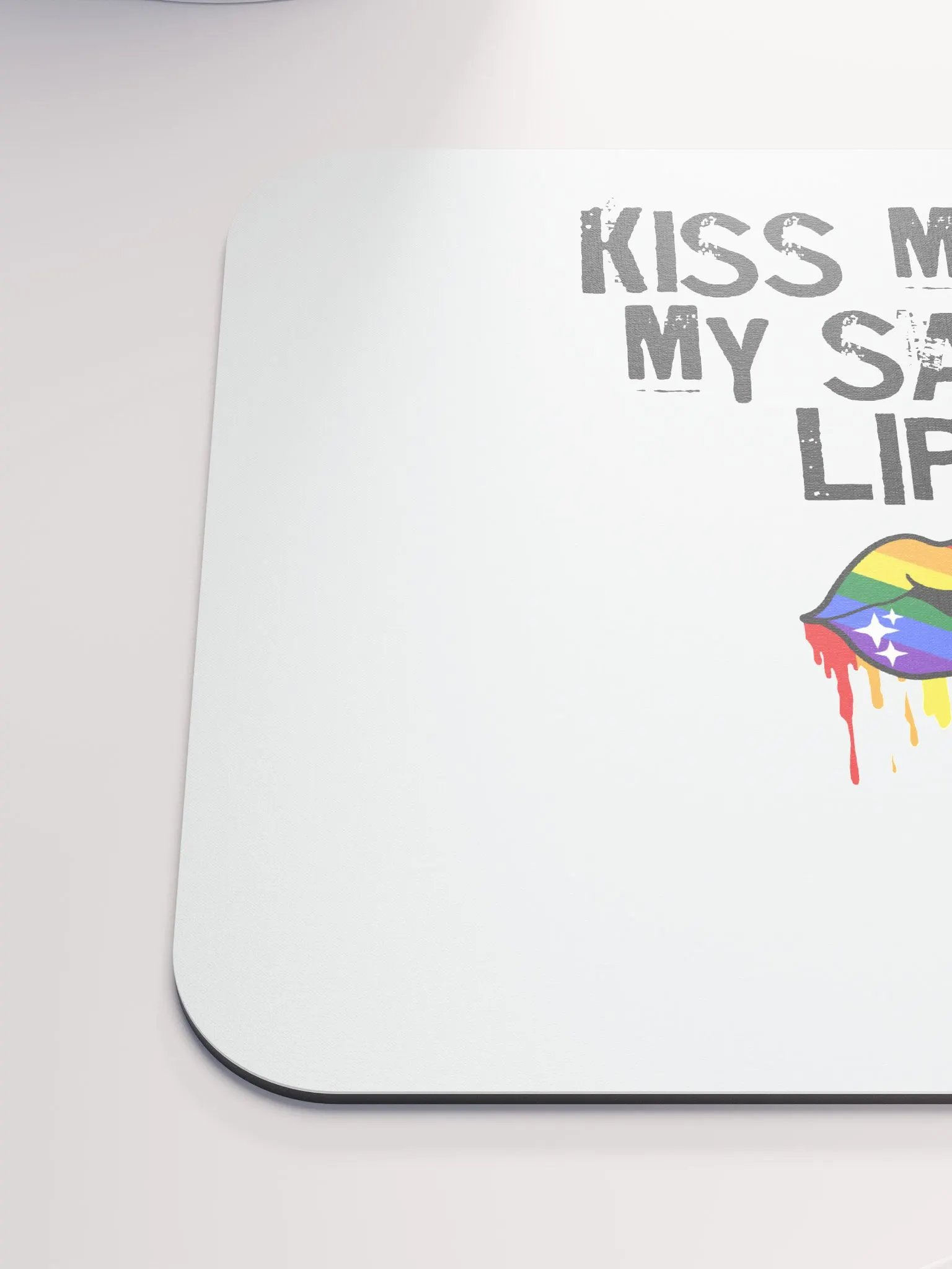 LGBTQ+ Mousemat Kiss Me On My Salty Lips Rainbow (white) product image (6)