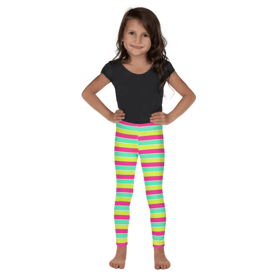 Summer Party Leggings for Girls with stripes - Green n' Pink product image (2)
