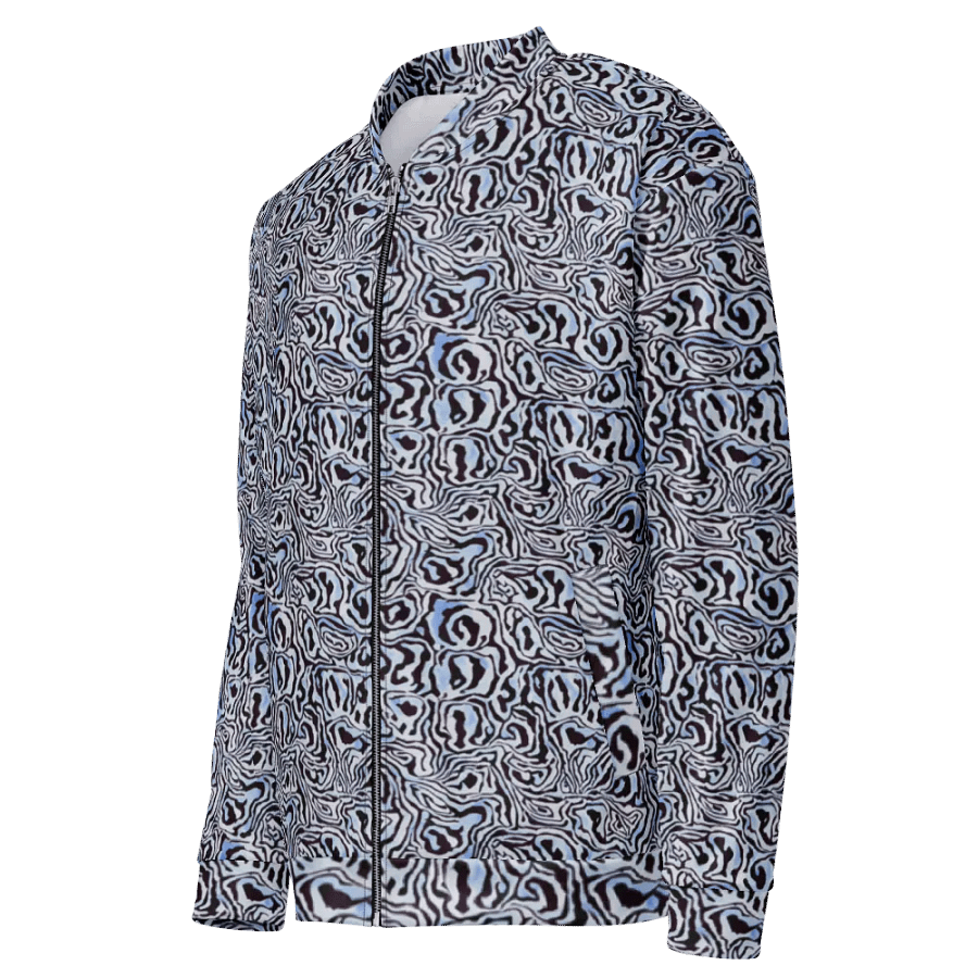Blue Black Snake Pattern Bomber Jacket product image (3)