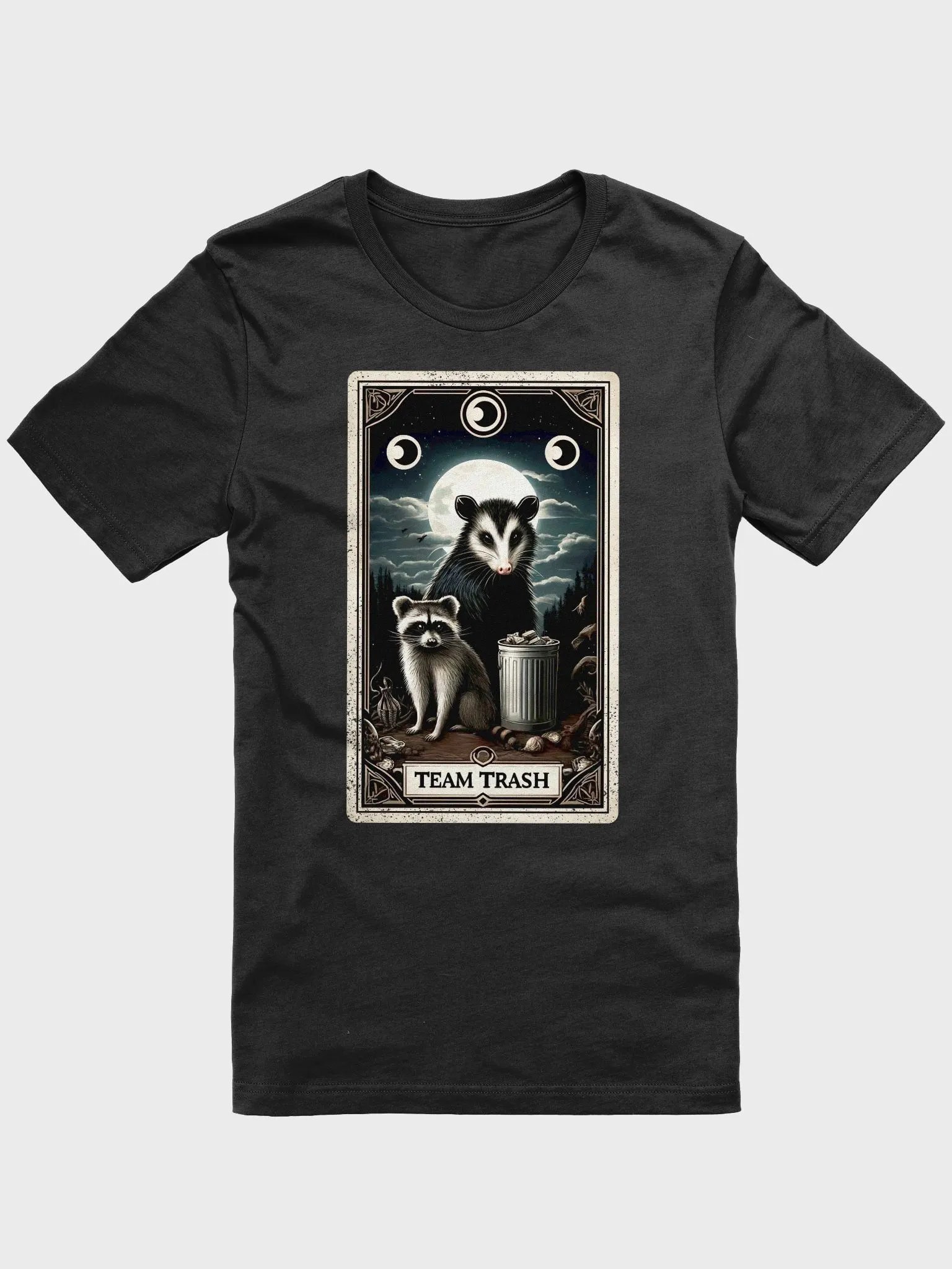 "Team Trash" Tarot Card Opossum & Raccoon Graphic Unisex T-Shirt product image (3)