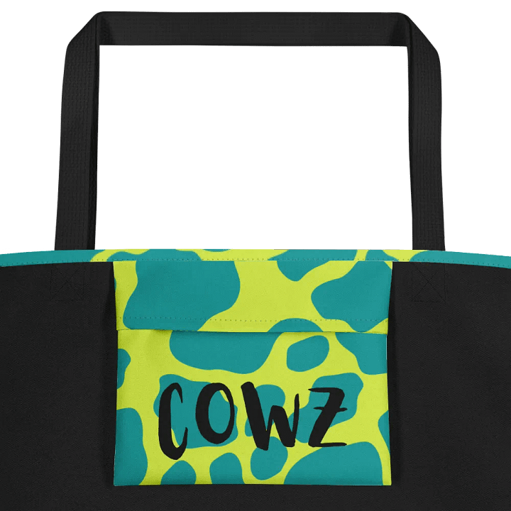 Cow Print Tote bag with Pocket - Green product image (2)