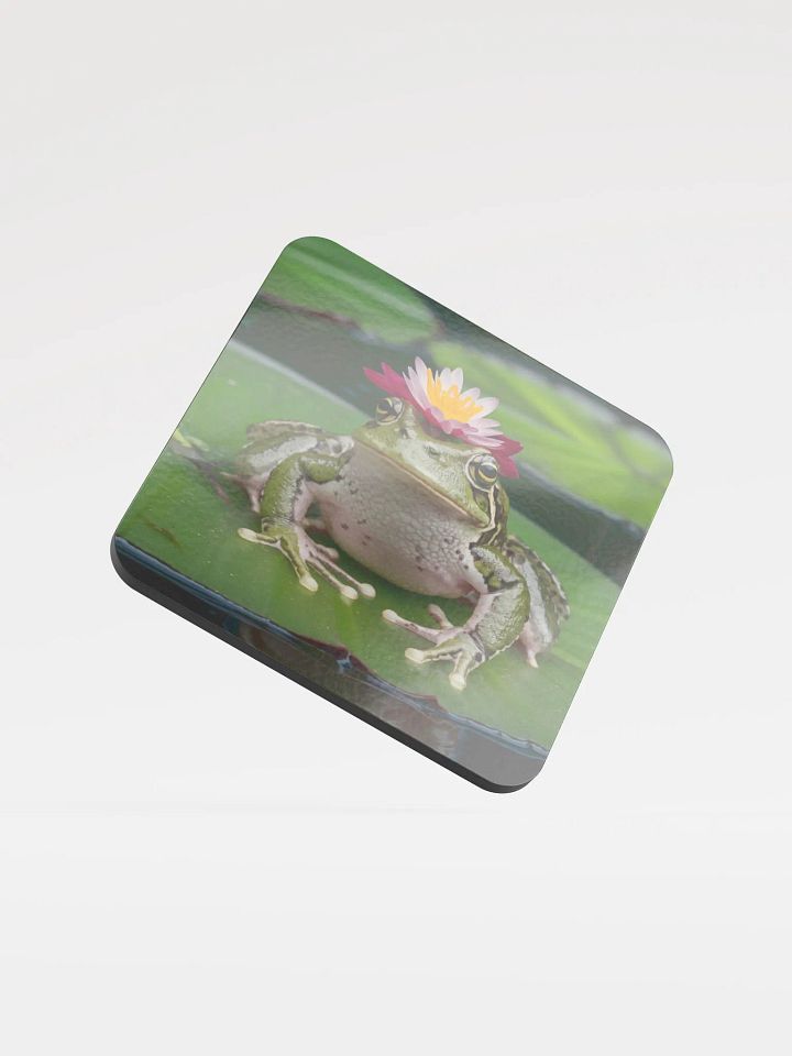 Frog with Pink Flower Hat Coaster product image (1)