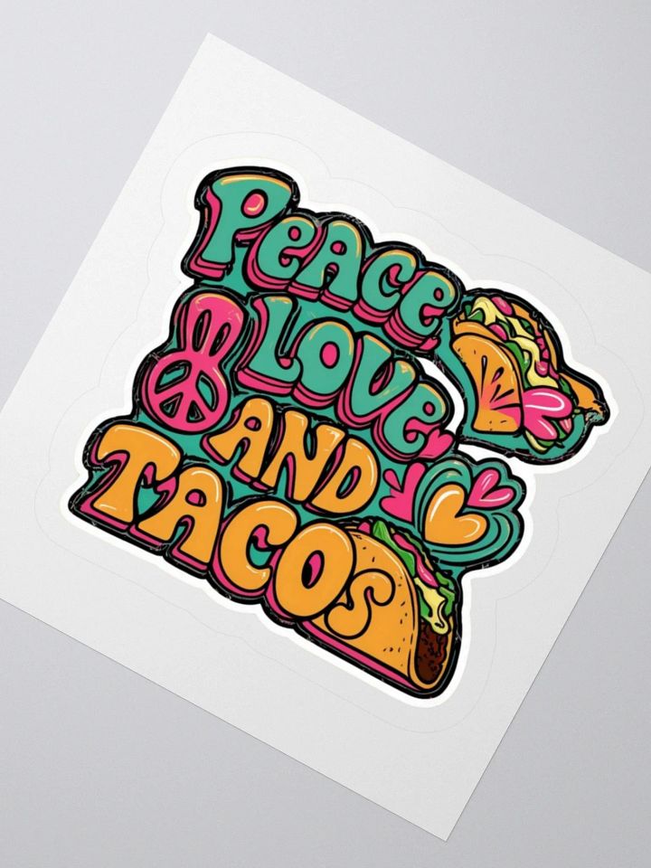 Peace, Love and Tacos - Groovy Kiss Cut Stickers product image (5)