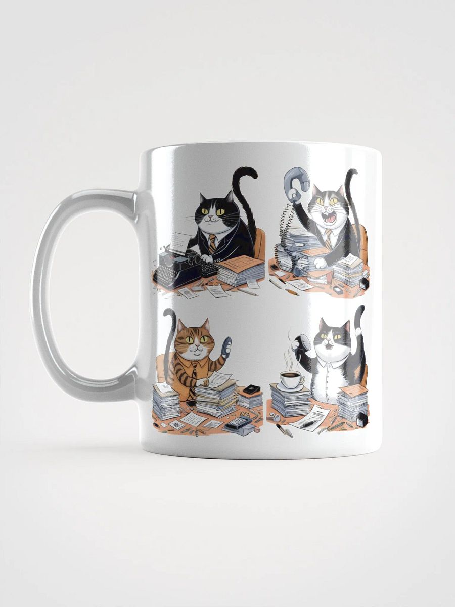 Working Office Cats White Glossy Ceramic Mug product image (6)