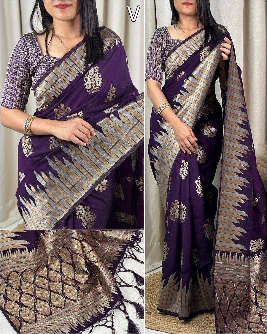 festive beauty with Richness of jacquard and Minakari weaving blouse product image (5)