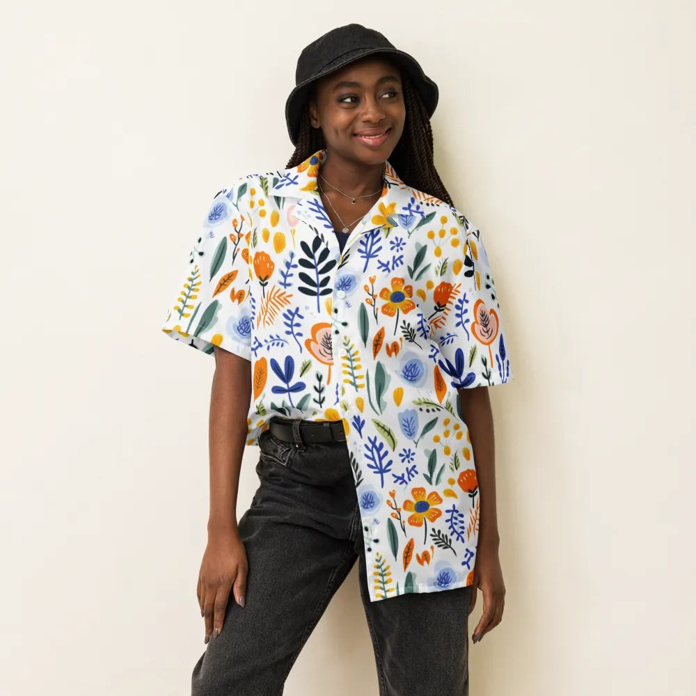 Retro Flowers Blue Hawaiian Shirt product image (6)
