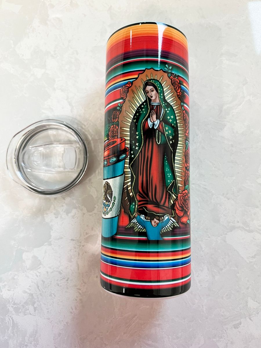 Virgen De Guadaluped Tumbler Cups | 20oz Skinny Tumbler | Personalized Tumbler | Mexican Tumbler with Straw product image (1)