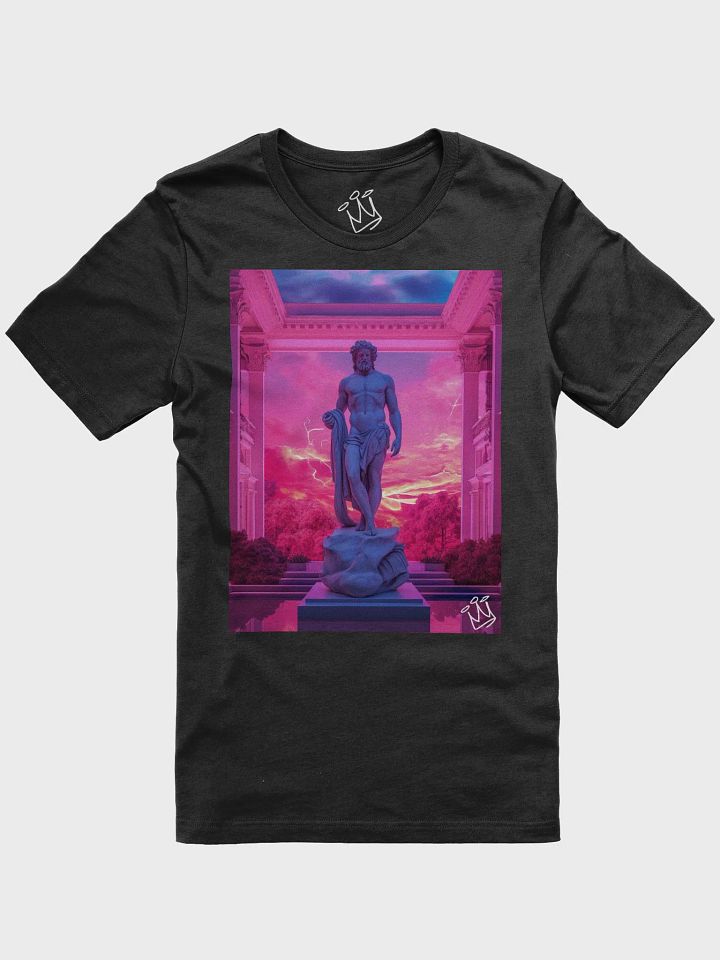 Step into a Mythical 1980s Adventure: Zeus as an Iconic Action Hero in a Neon-Lit Plaza product image (1)