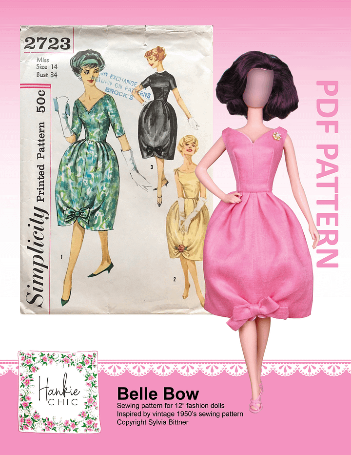 Belle Bow sewing pattern for 12" fashion dolls product image (1)
