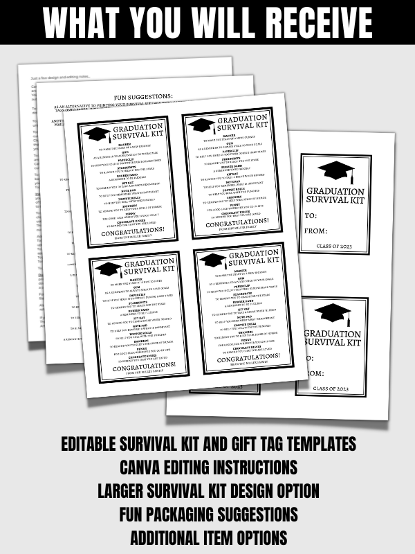 Editable Graduation Survival Kit & Gift Tags product image (3)