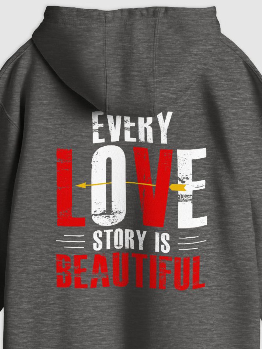 Every Love Story is Beautiful Hoodie (Back Only, White Text) product image (1)