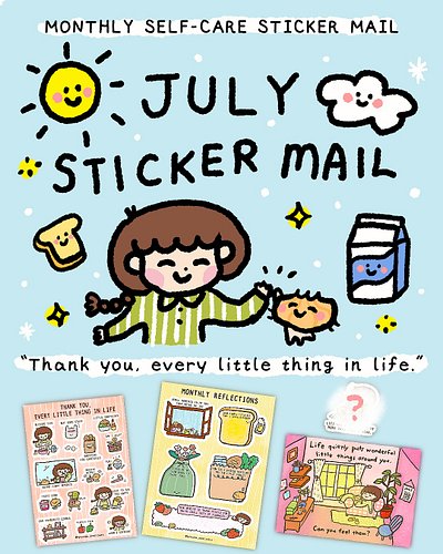🌽🍞 JULY 💌 MONTHLY STICKER MAIL🍳

Self-Care Theme of the month:
🍪”Thank you, every little thing in life.”🥕✨

(Onibun🧅is in thi...