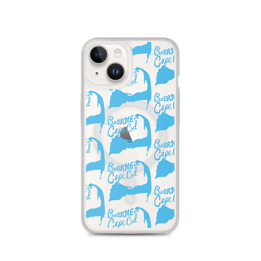 BOURNE to Cape Cod™ | MagSafe® Clear iPhone® Case | Coastal Cool Protection & Style | Deep Sky Blue Repeat Logo product image (1)