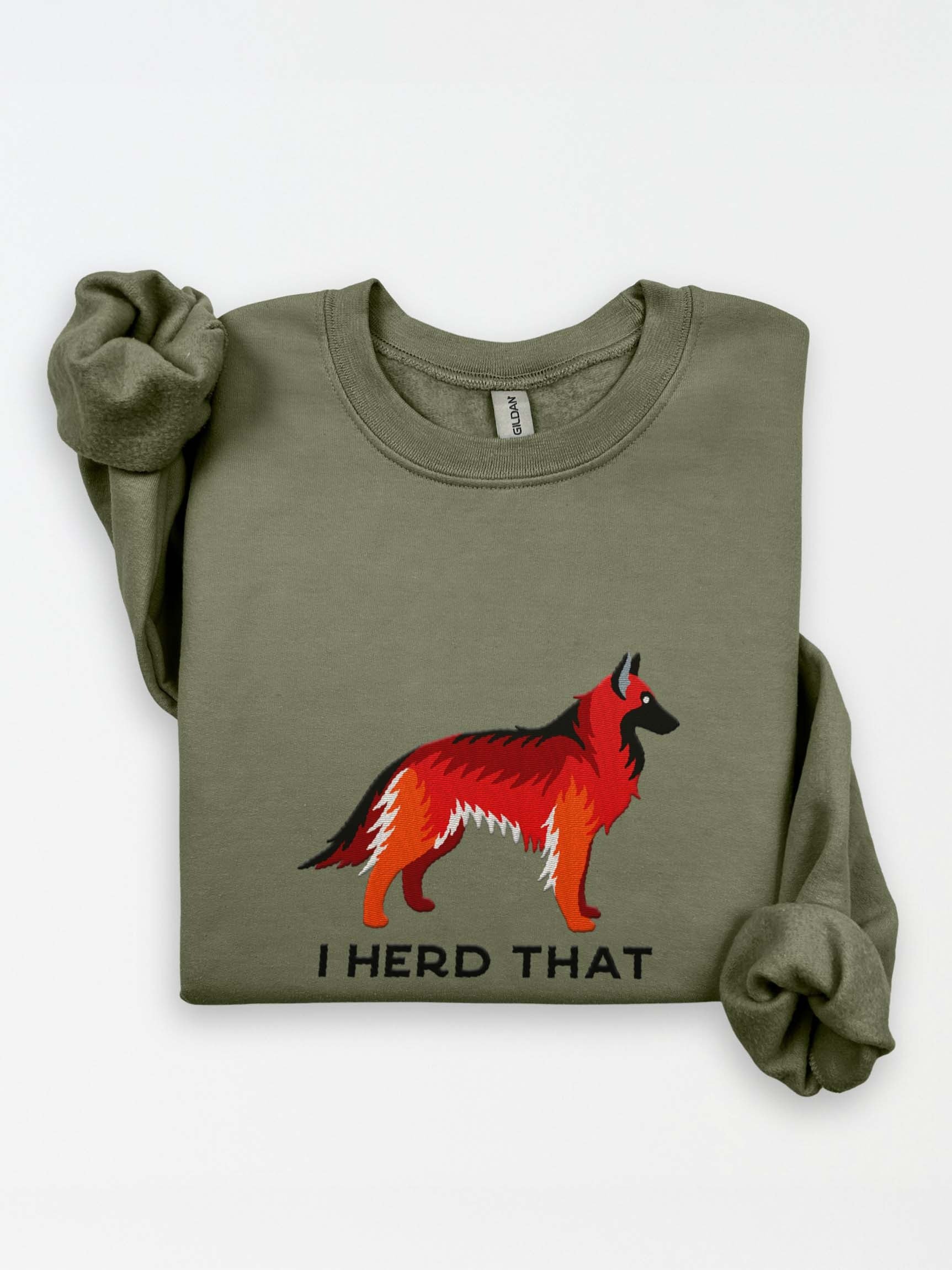 I Herd That Sweatshirt (Embroidered) of a Belgian Tervuren(Red) product image (1)