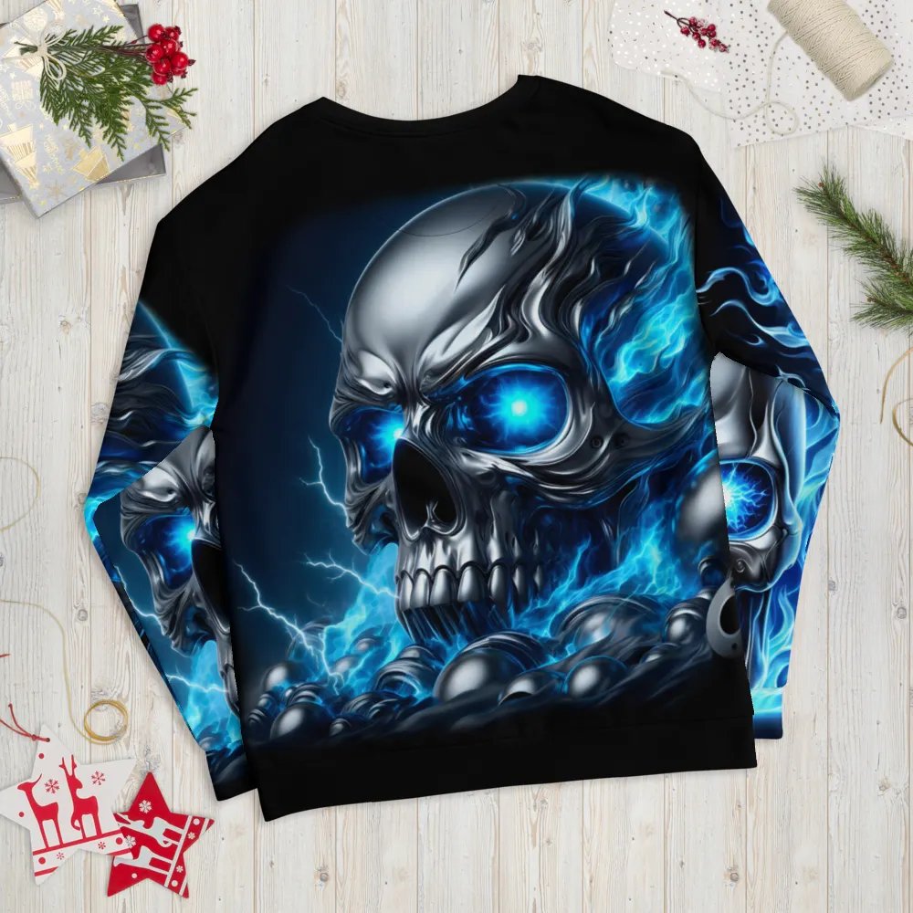 Silver Flame Skull All-Over - Unisex Sweatshirt #21 product image (11)