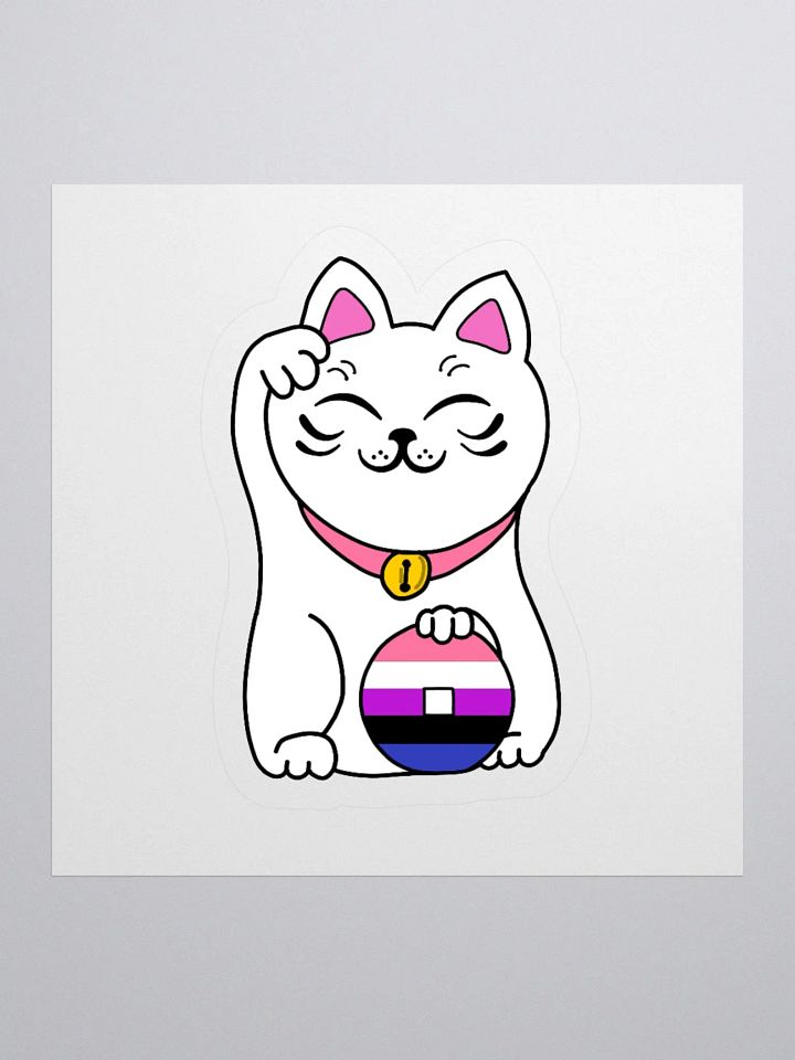 Maneki neko genderfluid pride sticker product image (2)