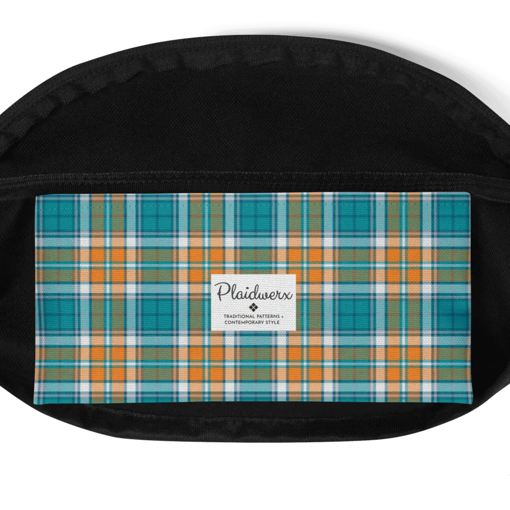 Turquoise and Orange Sporty Plaid Fanny Pack product image (6)