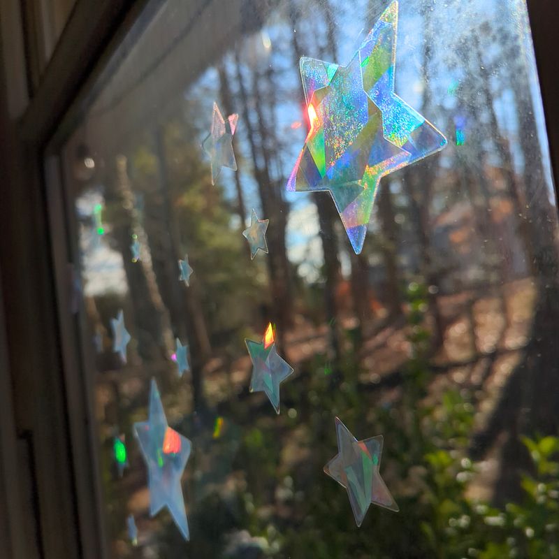 Set of (20+) Star Suncatcher Window Stickers - Mixed Size - Rainbow Making Decals! Easy Application + Removal - Create Your Own Magical Space