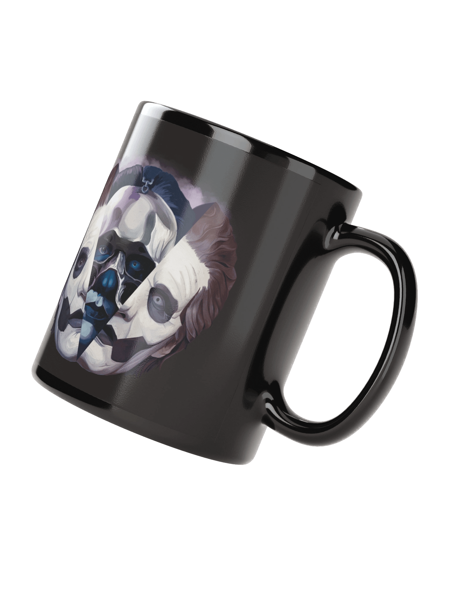 Symmetrical Fragmented Face Black Glossy Mug product image (4)