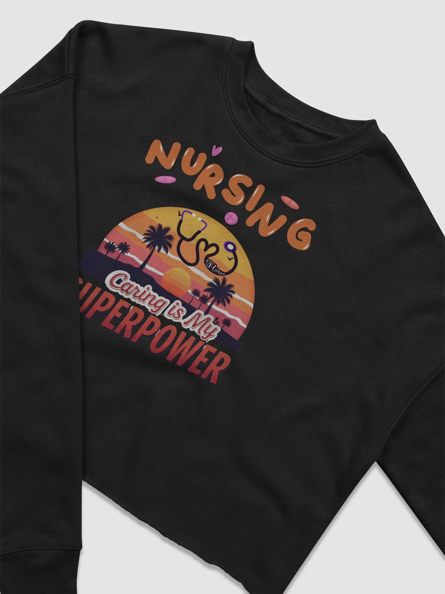 Caring Superpower Sunset Crop Sweatshirt product image (8)