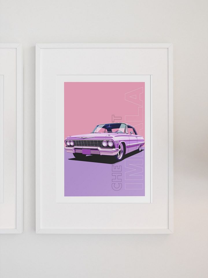 Vintage Chevrolet Impala Poster, Classic American Car Print, Retro Auto Illustration, Muscle Car Enthusiast Gift, 1960s Automotive Art Decor product image (1)