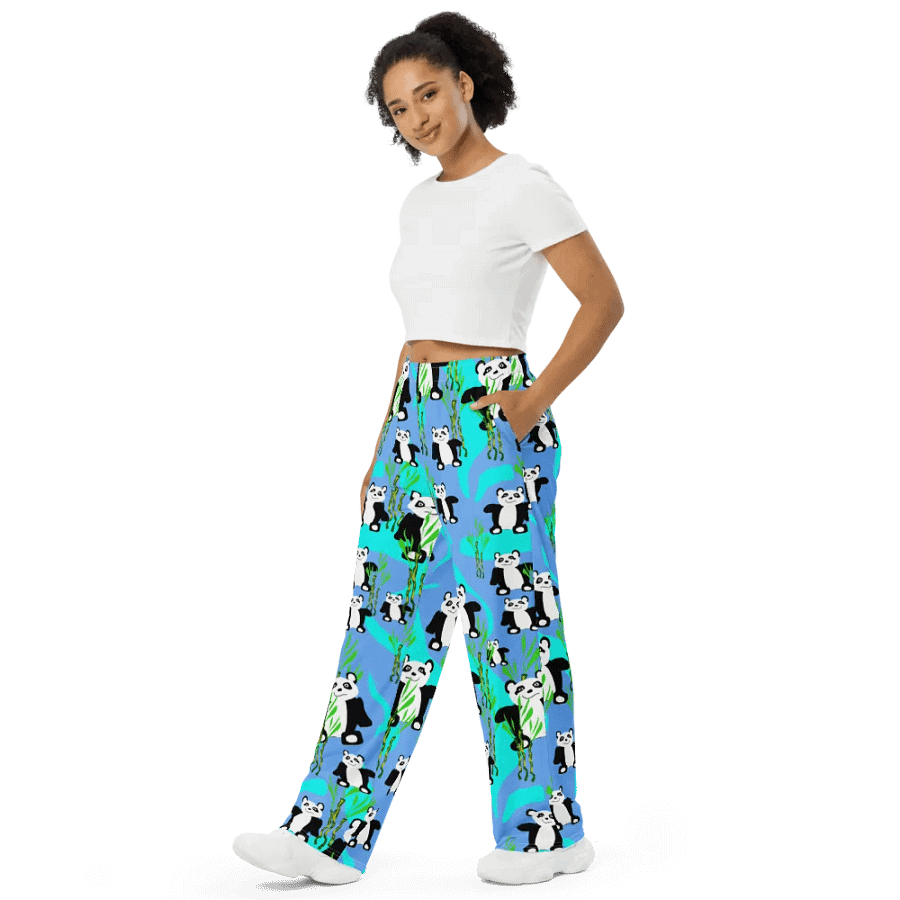 Panda Bears Pattern Wideleg Pants product image (10)