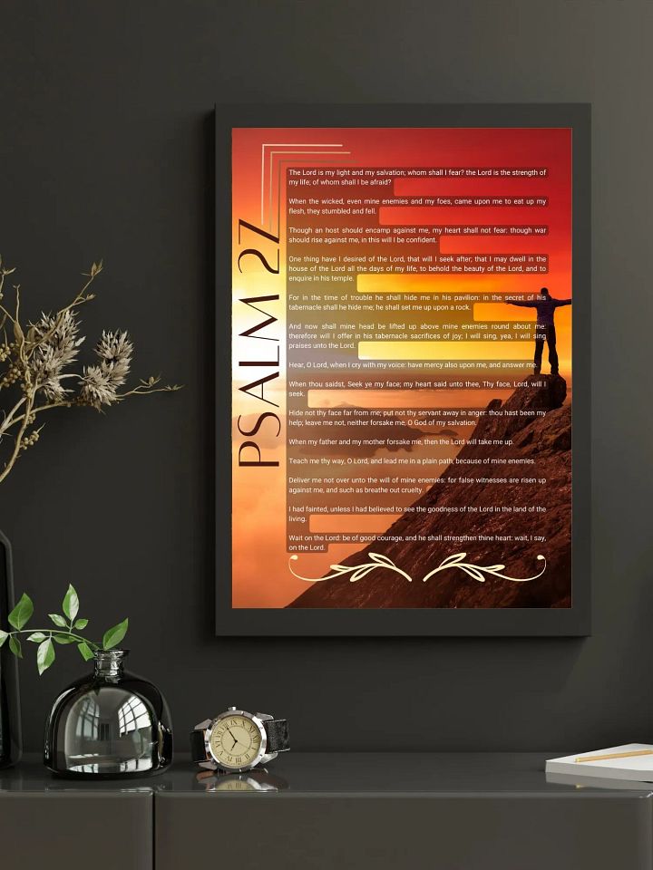 Printable Colorful Psalm 27 wall art // The Lord is my light and my salvation; whom shall I fear? Digital download Psalm 27 kjv JPG. product image (1)