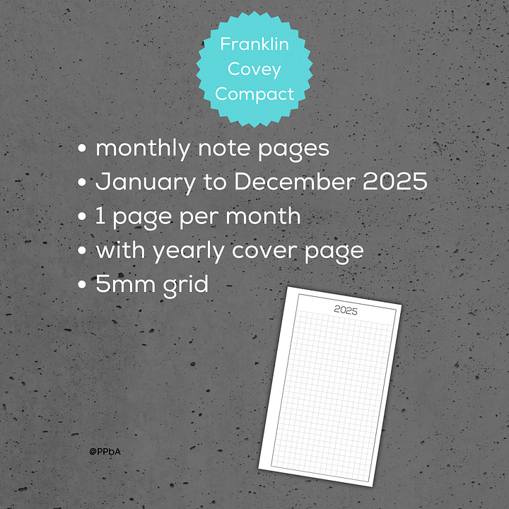 monthly note pages - Franklin Covey Compact - 2025 product image (2)