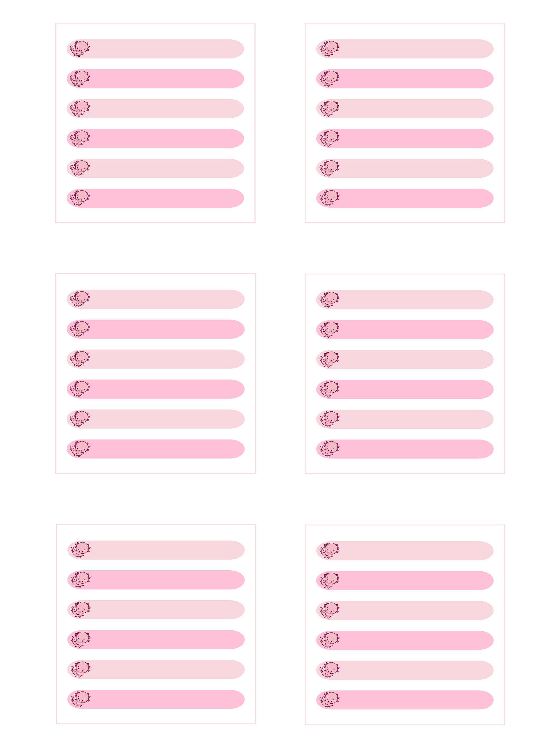 Printable Axolotl List Memo Pad product image (1)