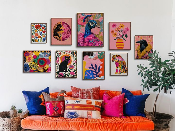 Maximalist Gallery Wall Set of 9 Colorful DIGITAL Prints product image (2)