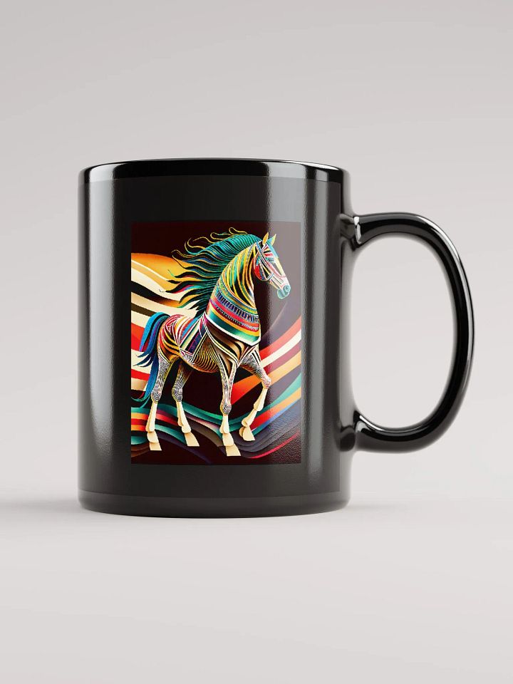Stylized horse illustration made of coloured ribbons (front & back) product image (1)