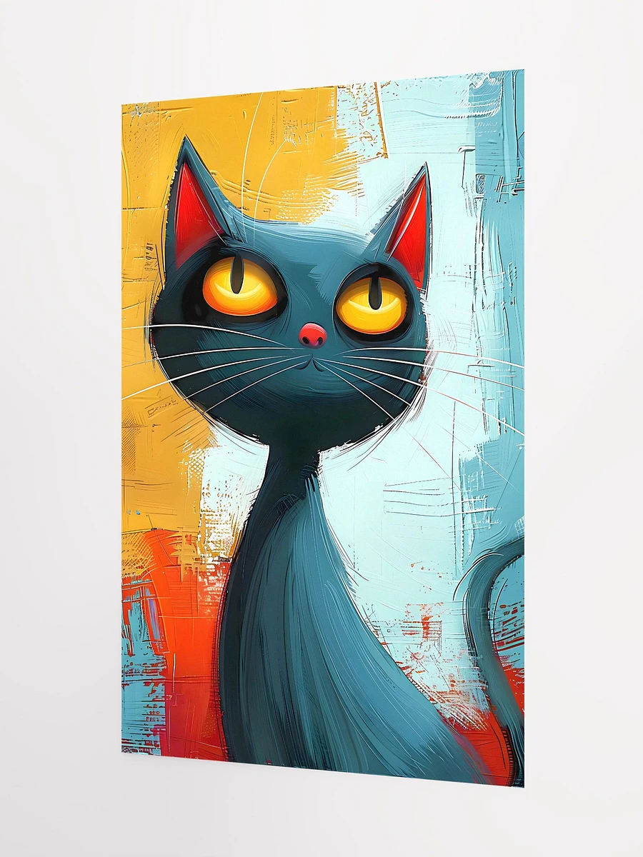 Curious Gaze of a Modern Art Cat: Abstract Feline Matte Poster product image (5)