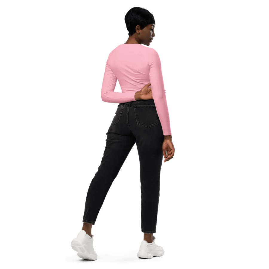 Plain Color Pink Long Sleeve Crop Top product image (3)
