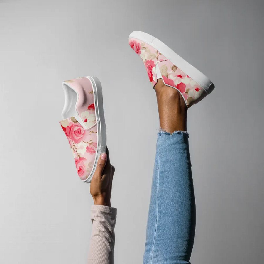 Pink Rose Garden Women's Canvas Shoes product image (5)