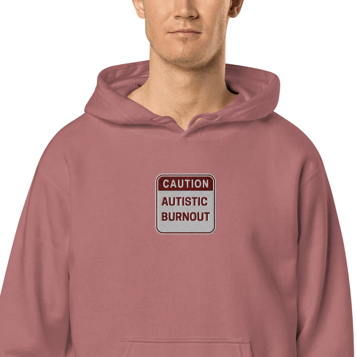CAUTION: ASD BURNOUT embroidered pigment hoodie (maroon design) product image (2)