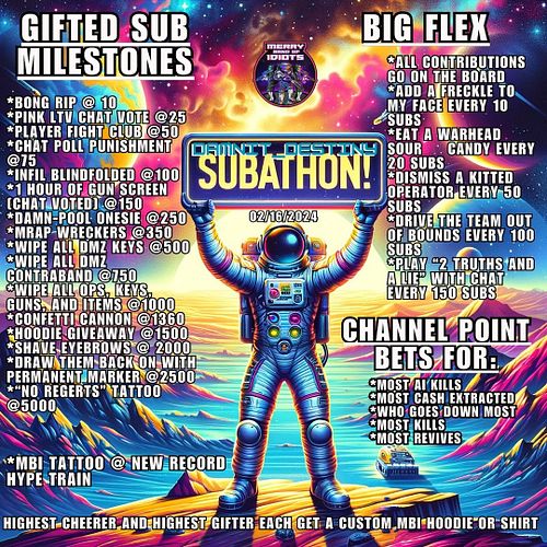 twitch.tv/damnit_destiny 
Subathon TODAY!!! You don't want to miss This!!

#twitch #subathon #streamer #streamerjunkie #hype ...