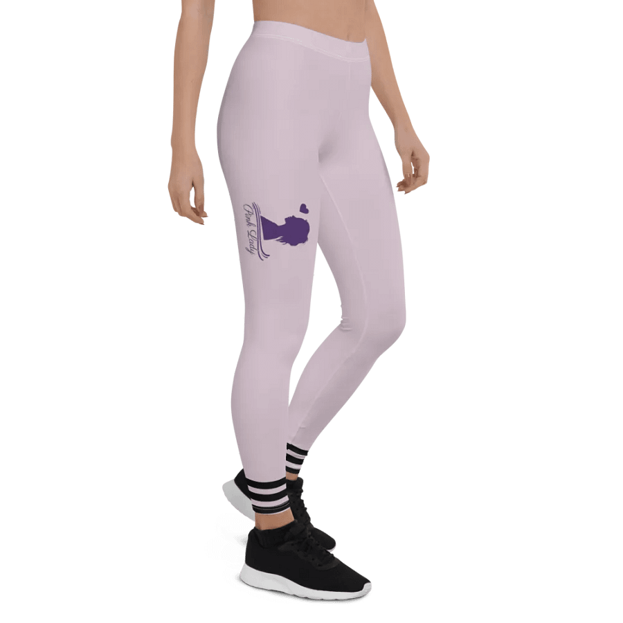 All-Over Print Leggings-Backfill Pale Twilight colour with Pink Lady design, black stripes. product image (7)