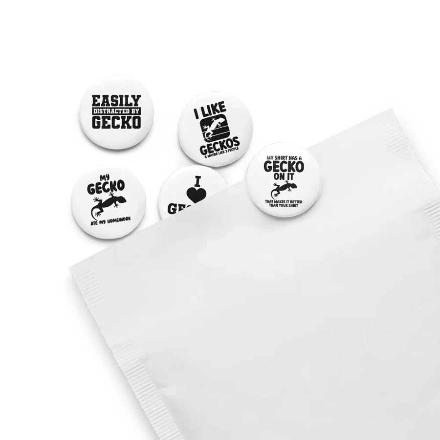Glossy Black Collection: Pin Button Set with Geckos all over product image (13)