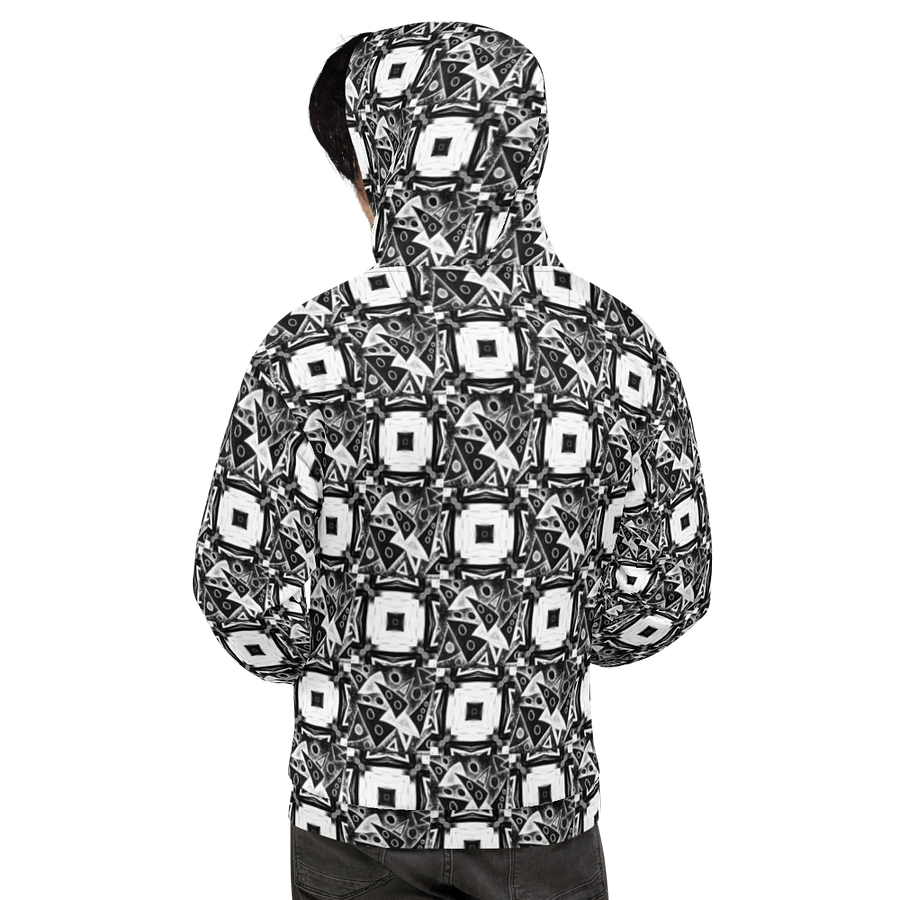 Abstract Black and White Triangles with Squares Unisex Pull Over Hoodie product image (3)