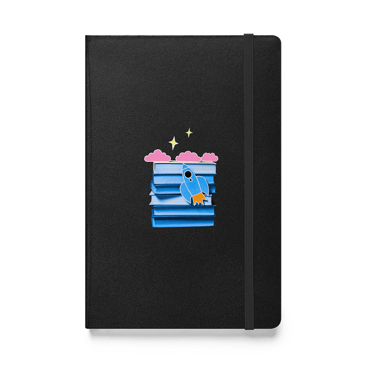 Library Books and Spaceship Black Hardcover Bound Notebook | JournalBook® product image (1)