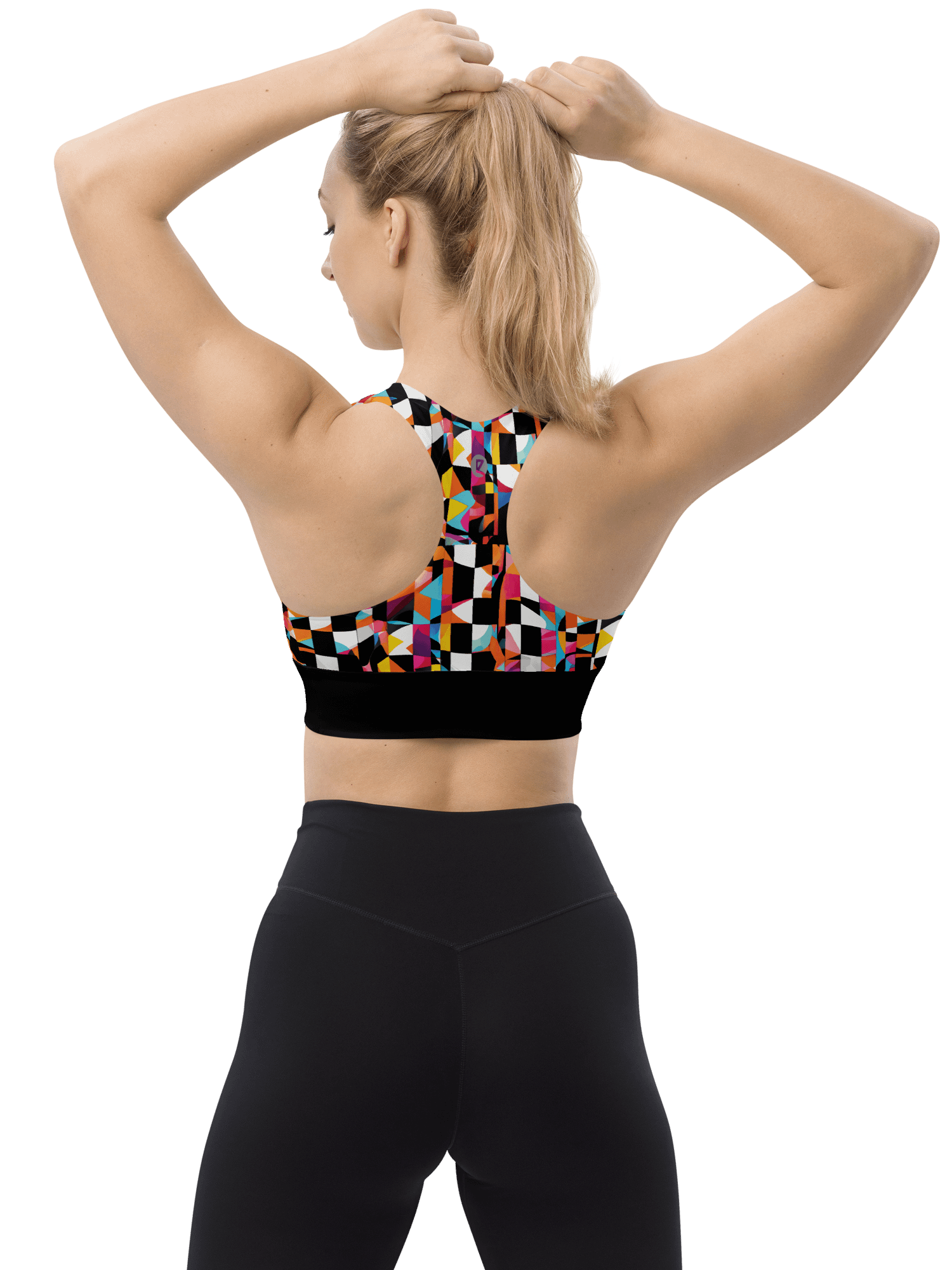 High-Impact Bra "Colorful Modern Abstract Checkered Art Printed" product image (4)