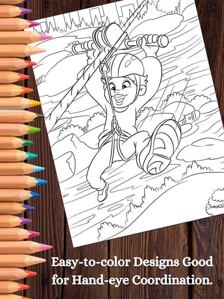 Kids at Outdoor Adventure Camp Printable Coloring Pages product image (6)
