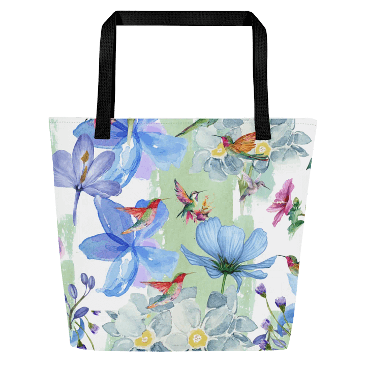Big printed tote bag with hummingbird design product image (2)