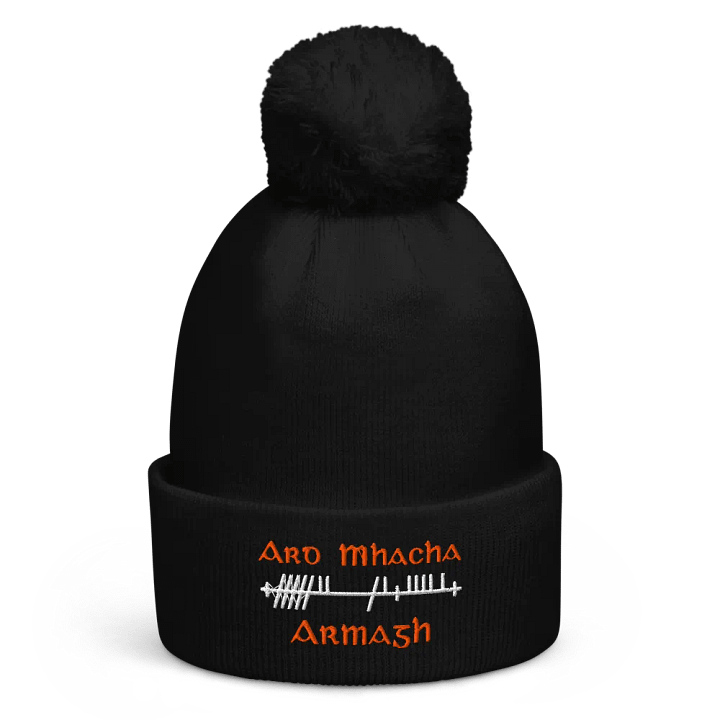 Armagh/Ard Mhacha Orthodox Style Ogham embroidered Pom-Pom Beanie product image (1)