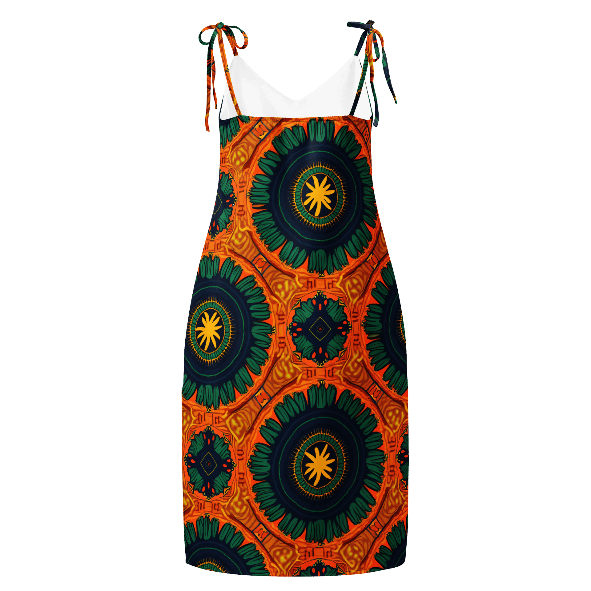 Retro Mandala Sunburst Slip Dress – Bold Vintage-Inspired Print product image (4)